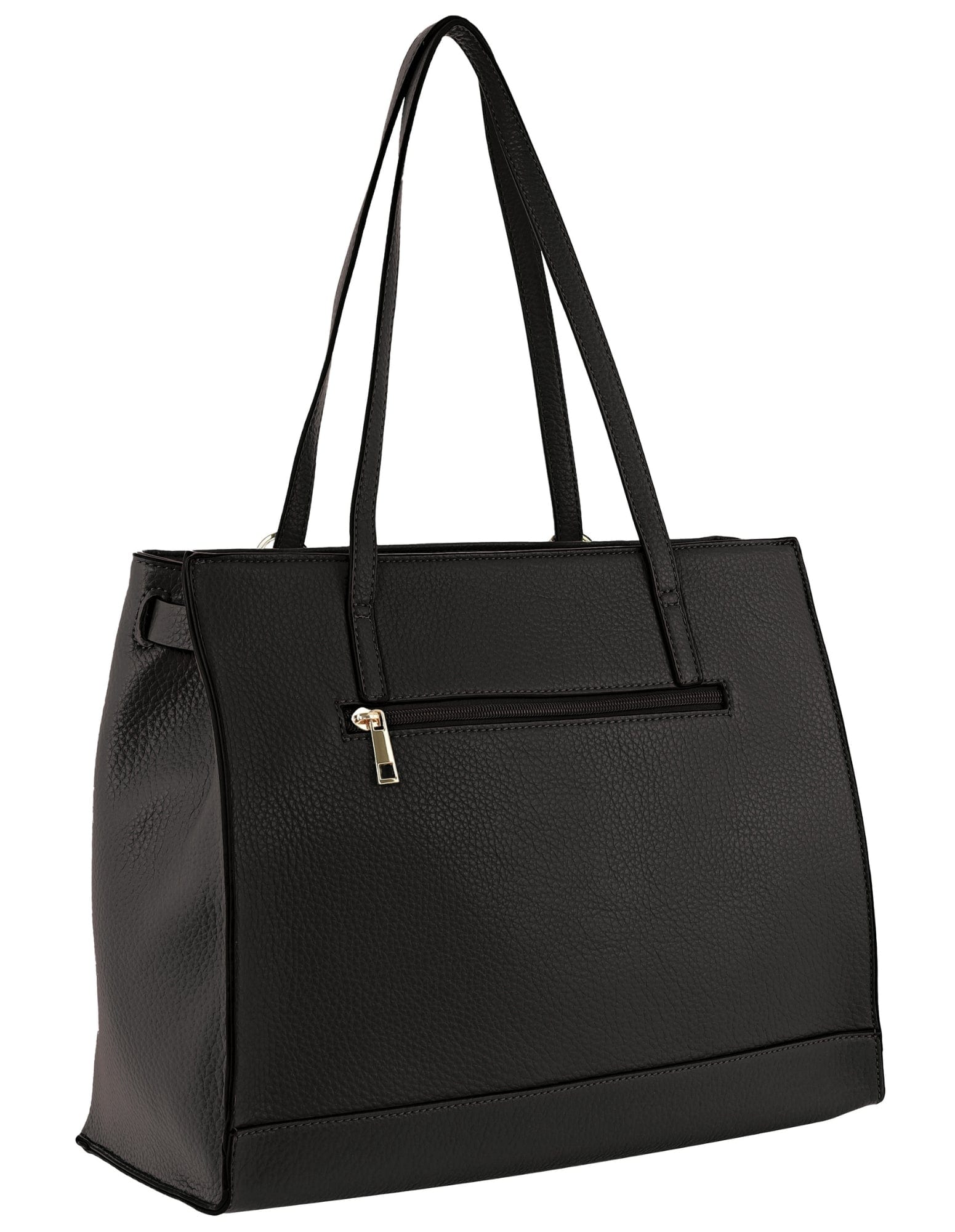 Shoulder Bag Black / Vegan Leather PV 4062 BLACK Milleni Fashion Tote Bag in Black