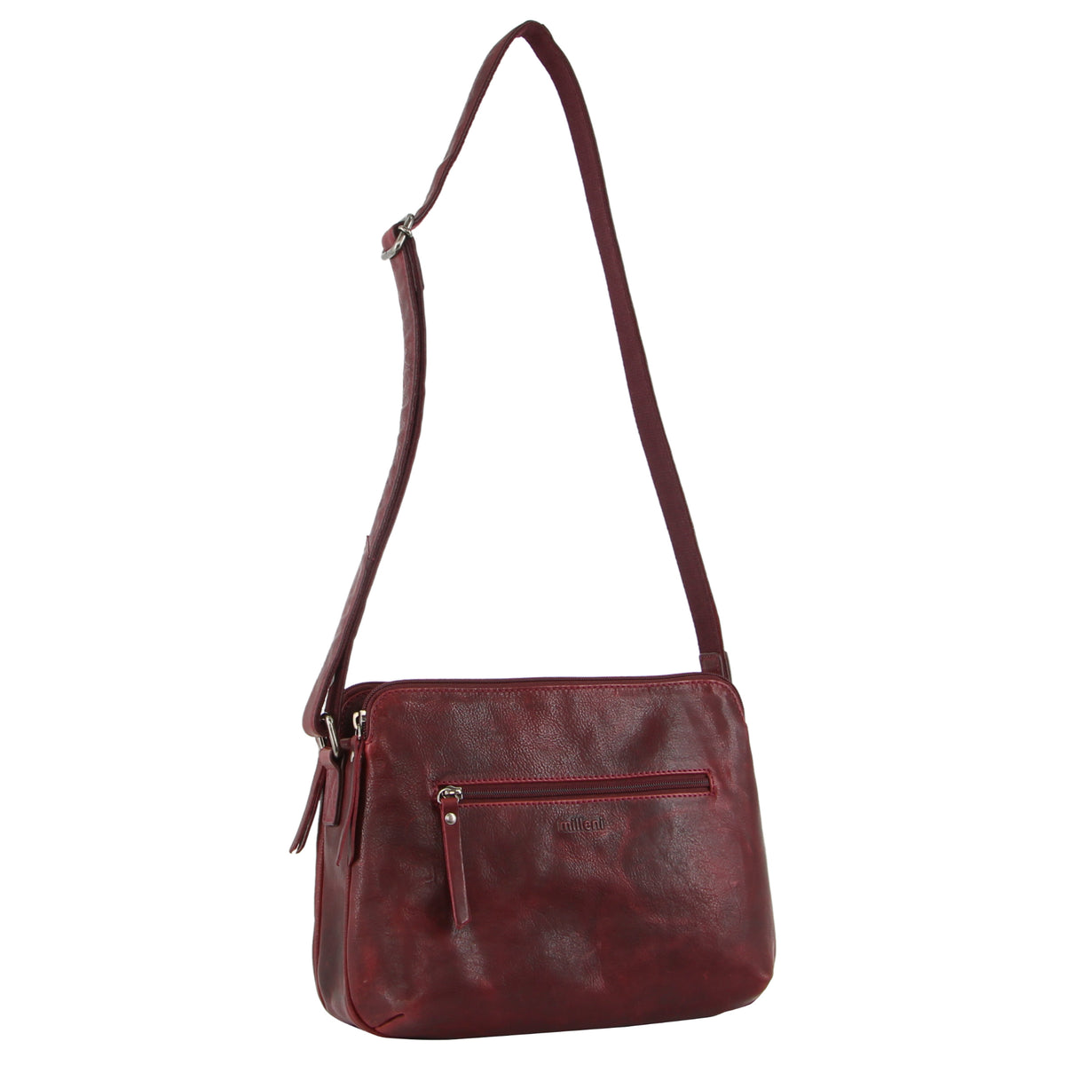 Milleni Ladies Nappa Leather Cross-Body Bag in Cherry – Milleni Leather ...