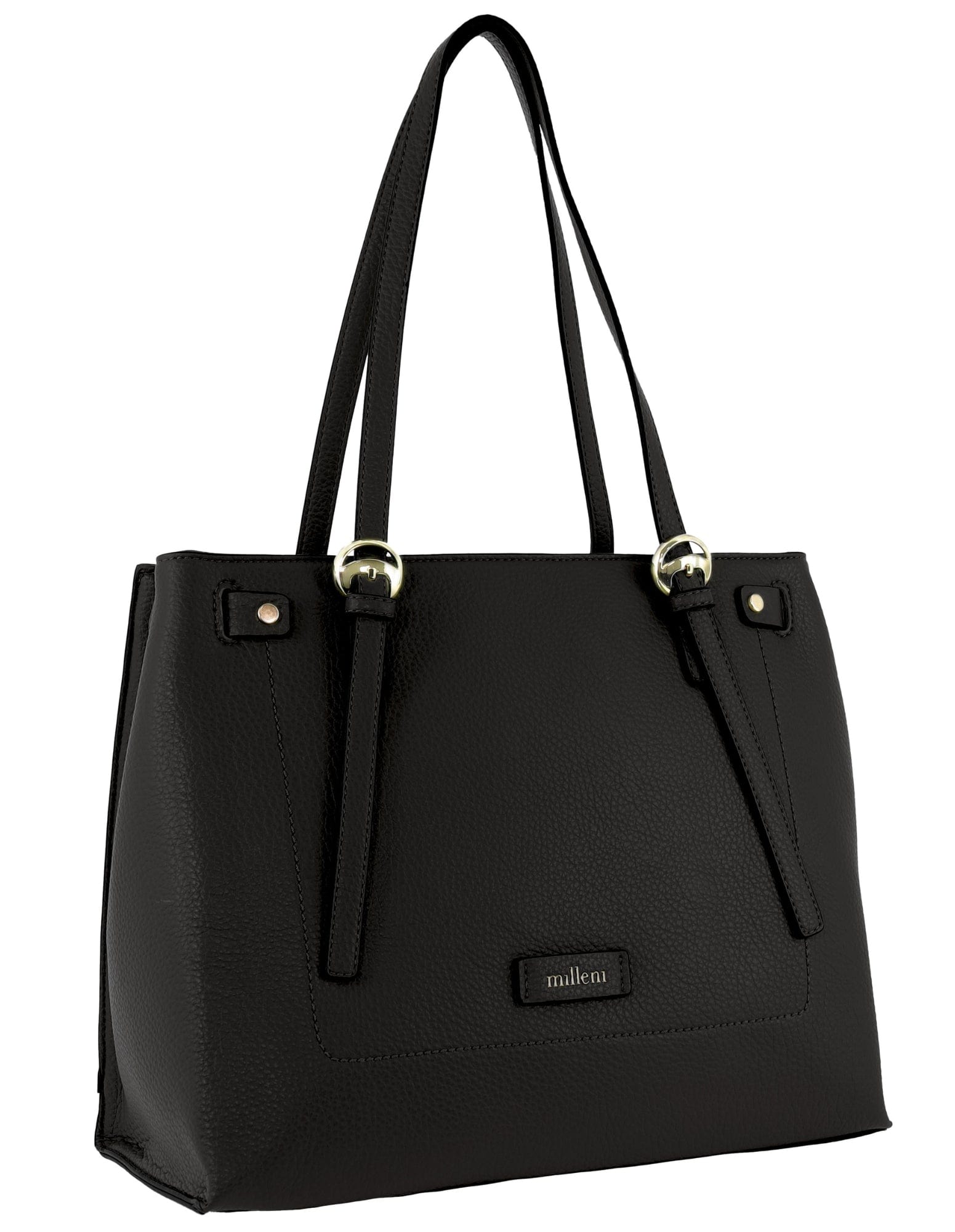 Shoulder Bag Black / Vegan Leather PV 4062 BLACK Milleni Fashion Tote Bag in Black